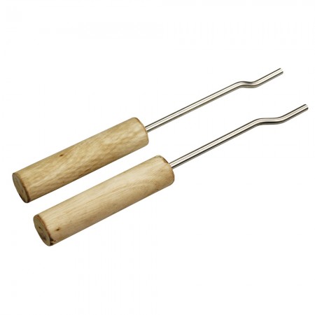 2 Handgriffe (unbehandeltes Holz) aus Edelstahl, I-Format - ideal z.B. für Gusseisen-Grillroste geeignet