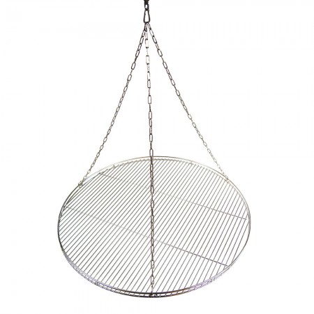 Edelstahl Grillrost 75 cm + Edelstahl Seilwirbel + Edelstahl Kette + Karabiner / nur 10 mm lichter Stababstand / Doppelreling