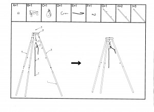 Massives 180 cm Stahl-Dreibein + Kettenzug 