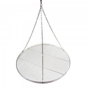 Edelstahl Grillrost 75 cm + Edelstahl Kette + Karabiner / nur 10 mm lichter Stababstand / Doppelreling