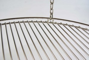 Edelstahl Grillrost 55 cm + Edelstahl Seilwirbel + Edelstahl Kette + Karabiner / nur 10 mm lichter Stababstand / Doppelreling